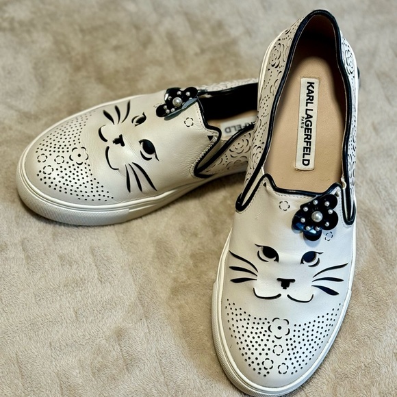 Karl Lagerfeld white and black cat shoes size 7.5 - Picture 2 of 5